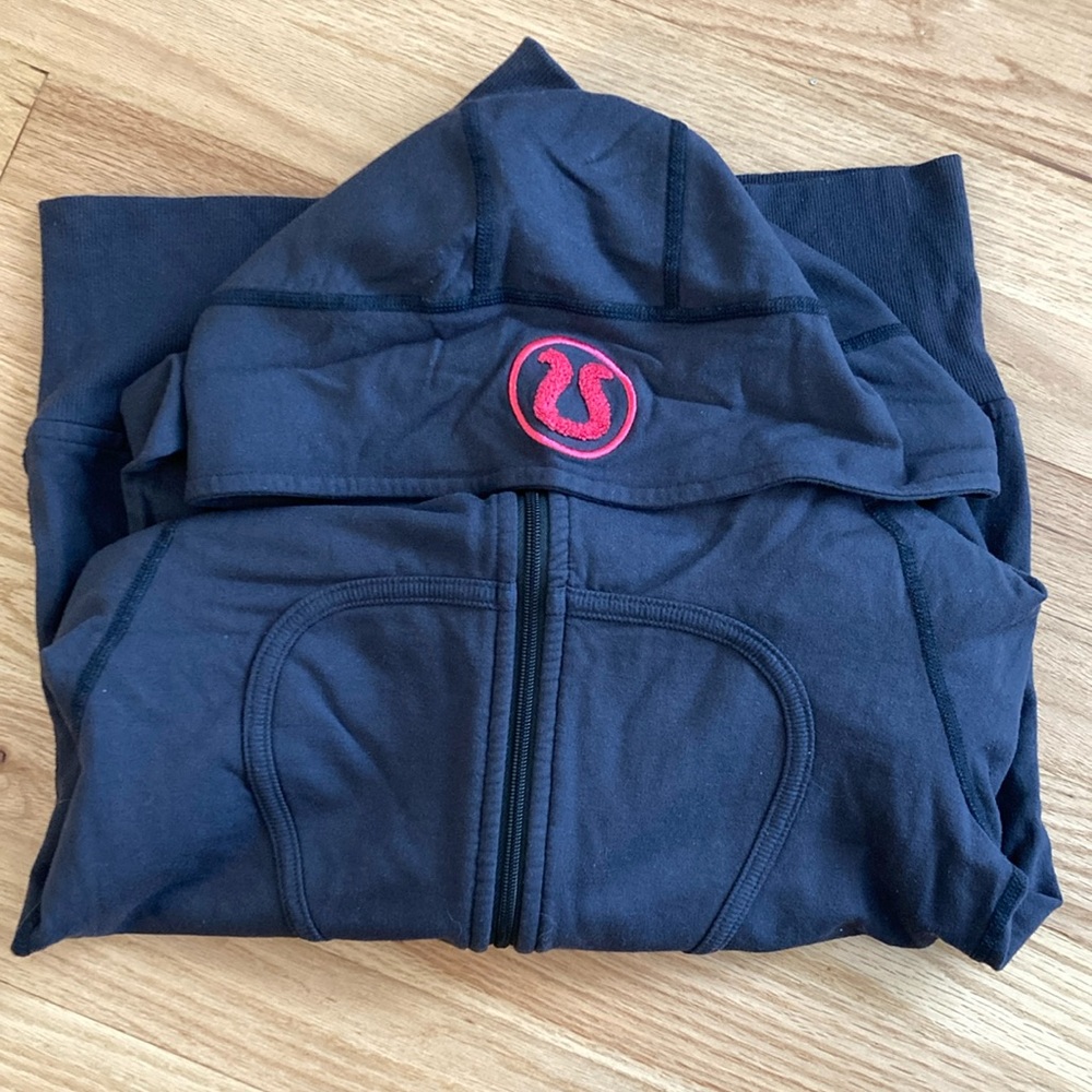 lululemon athletica Black Scuba Hoodie with Pink Logo